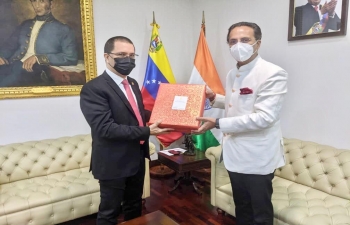Ambassador Abhishek Singh held a meeting with H.E. Foreign Minister Jorge Arreaza